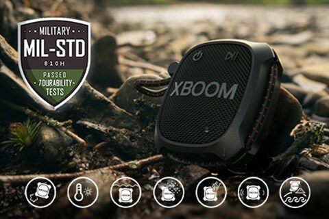 MIL規格アイコン付きの、岩の上のXG2Tの画像。